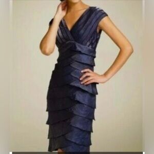 Adrianna Papell Midnight Blue Layered Midi Dress